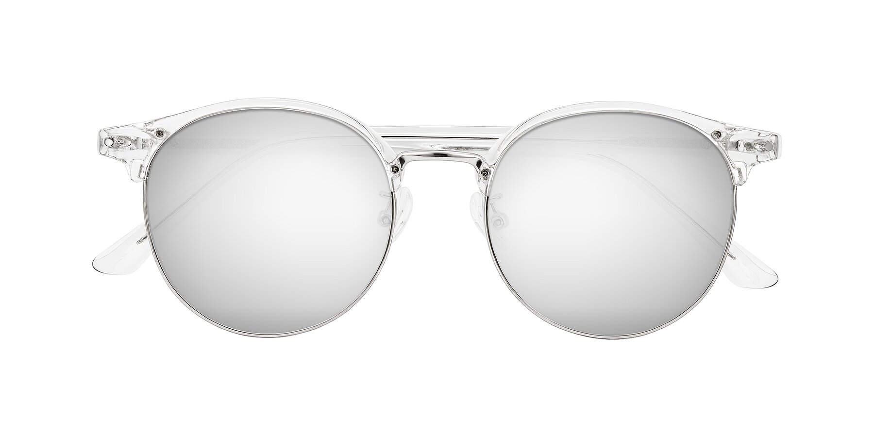 Folded Front of Karnes in Clear/Silver with Silver Mirrored Lenses