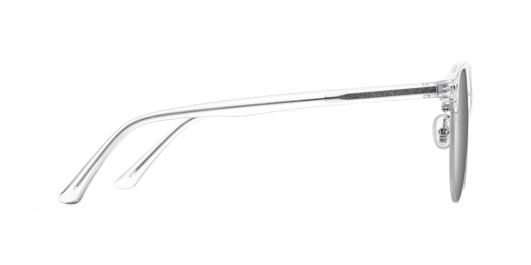 Side of Karnes in Clear/Silver with Silver Mirrored Lenses