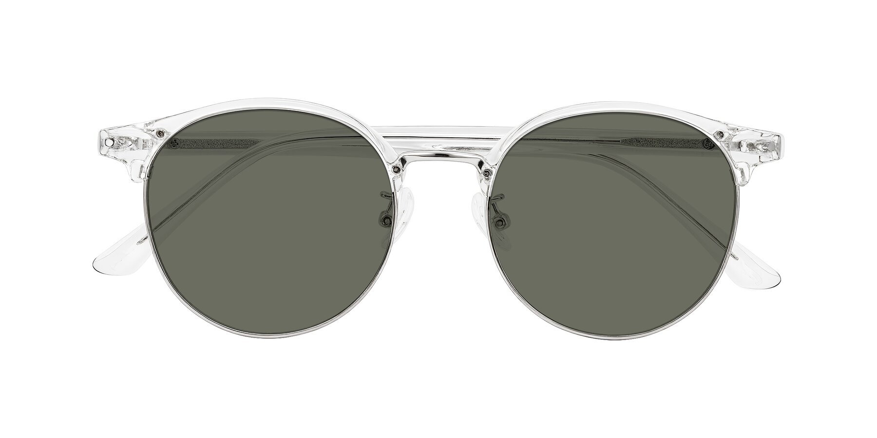 Folded Front of Karnes in Clear/Silver with Gray Polarized Lenses
