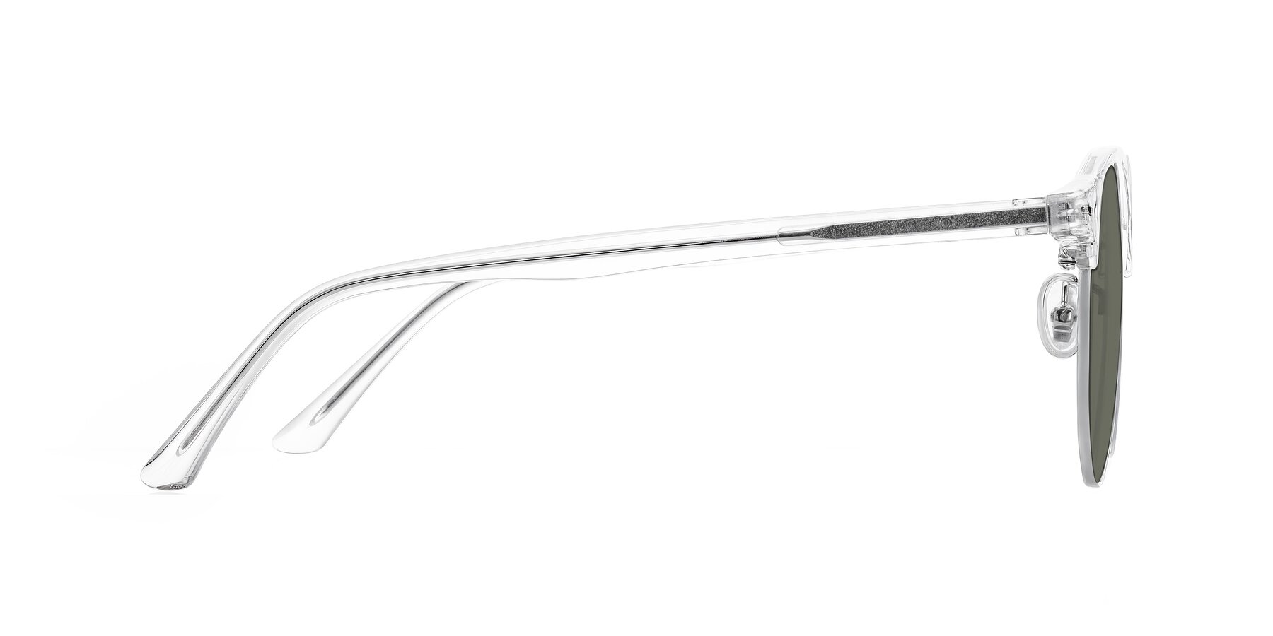 Side of Karnes in Clear/Silver with Gray Polarized Lenses