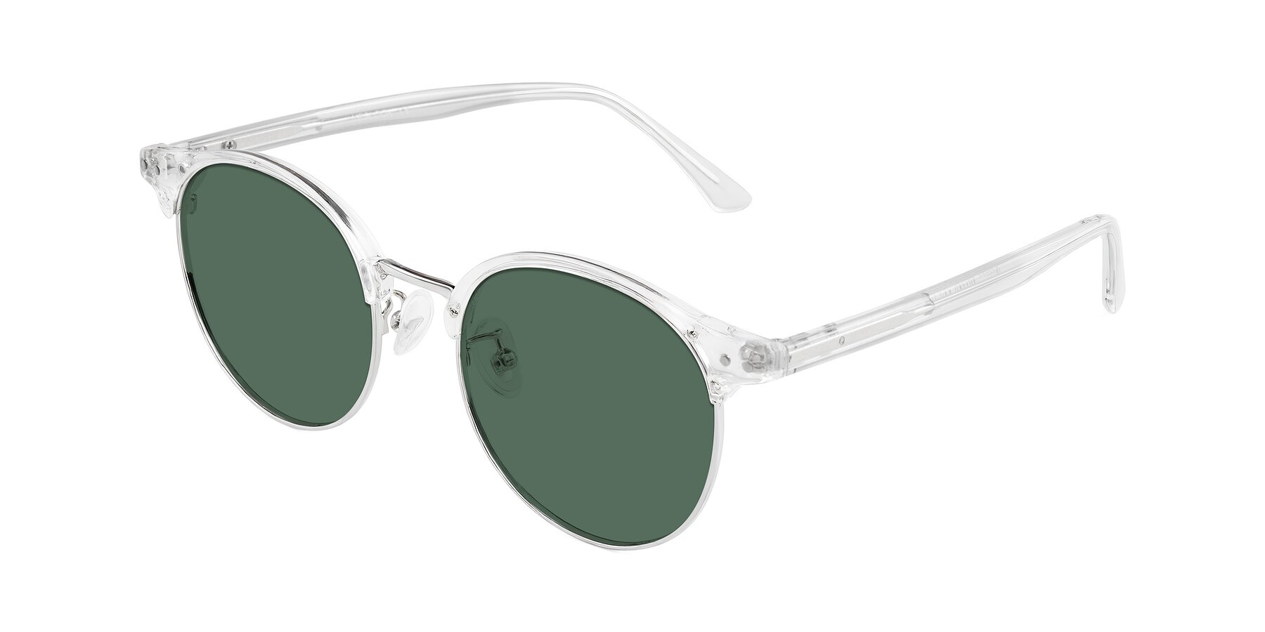 Angle of Karnes in Clear/Silver with Green Polarized Lenses