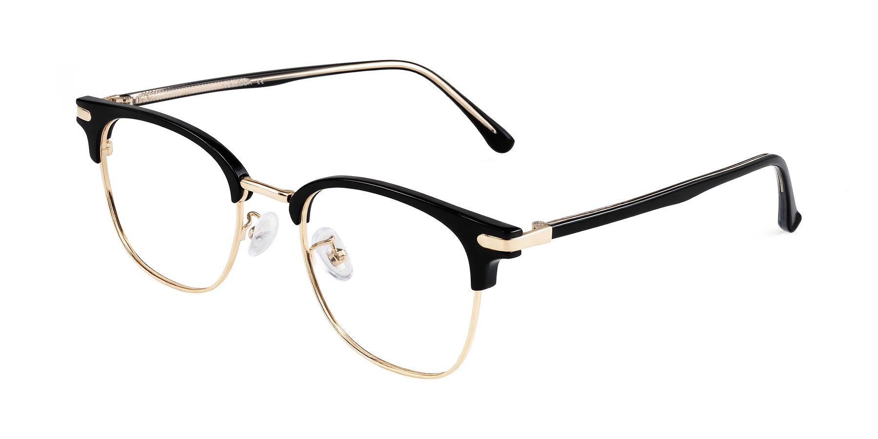 Angle of Raguti in Black/Gold with Clear Eyeglass Lenses