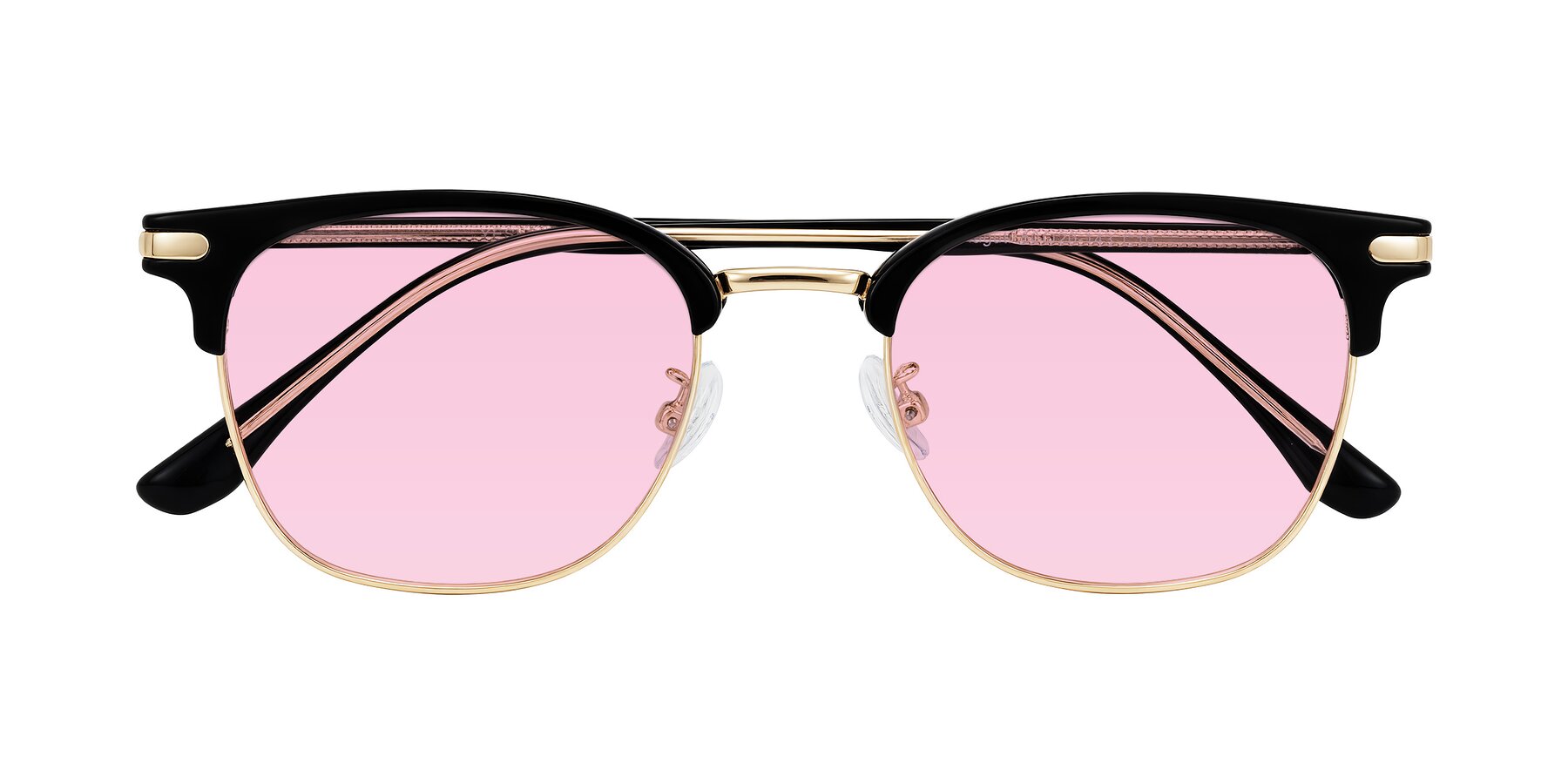 Folded Front of Raguti in Black/Gold with Light Pink Tinted Lenses
