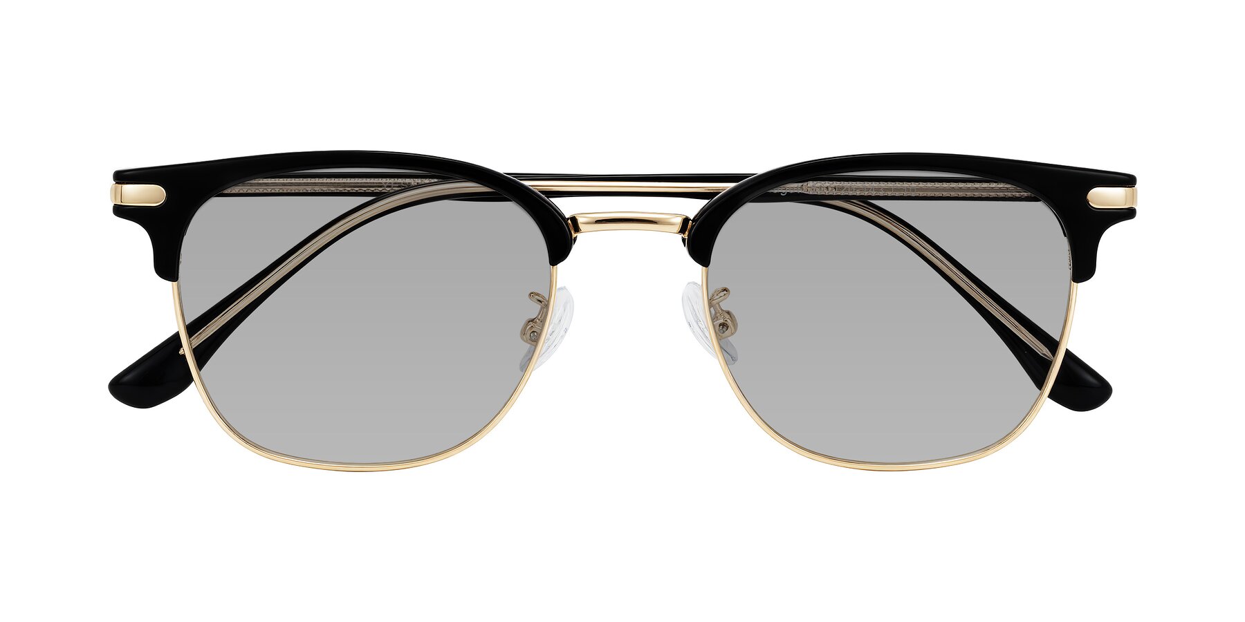 Folded Front of Raguti in Black/Gold with Light Gray Tinted Lenses