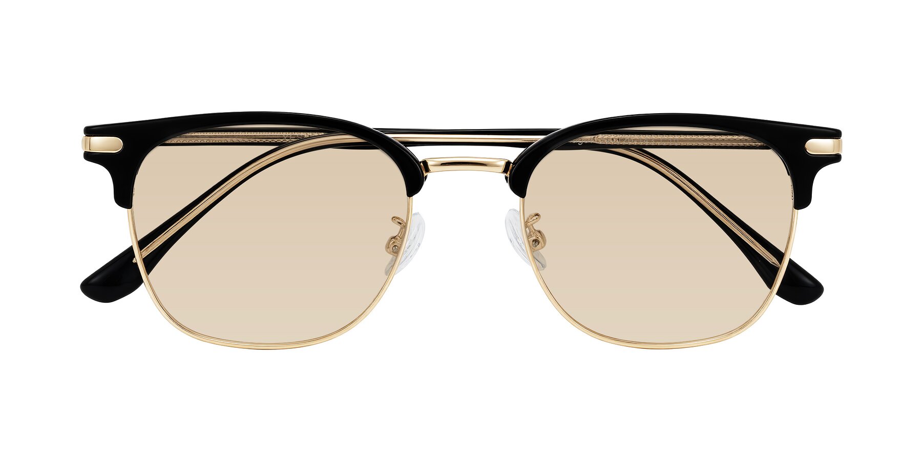Folded Front of Raguti in Black/Gold with Light Brown Tinted Lenses