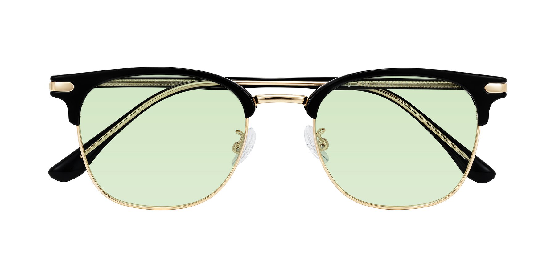 Folded Front of Raguti in Black/Gold with Light Green Tinted Lenses