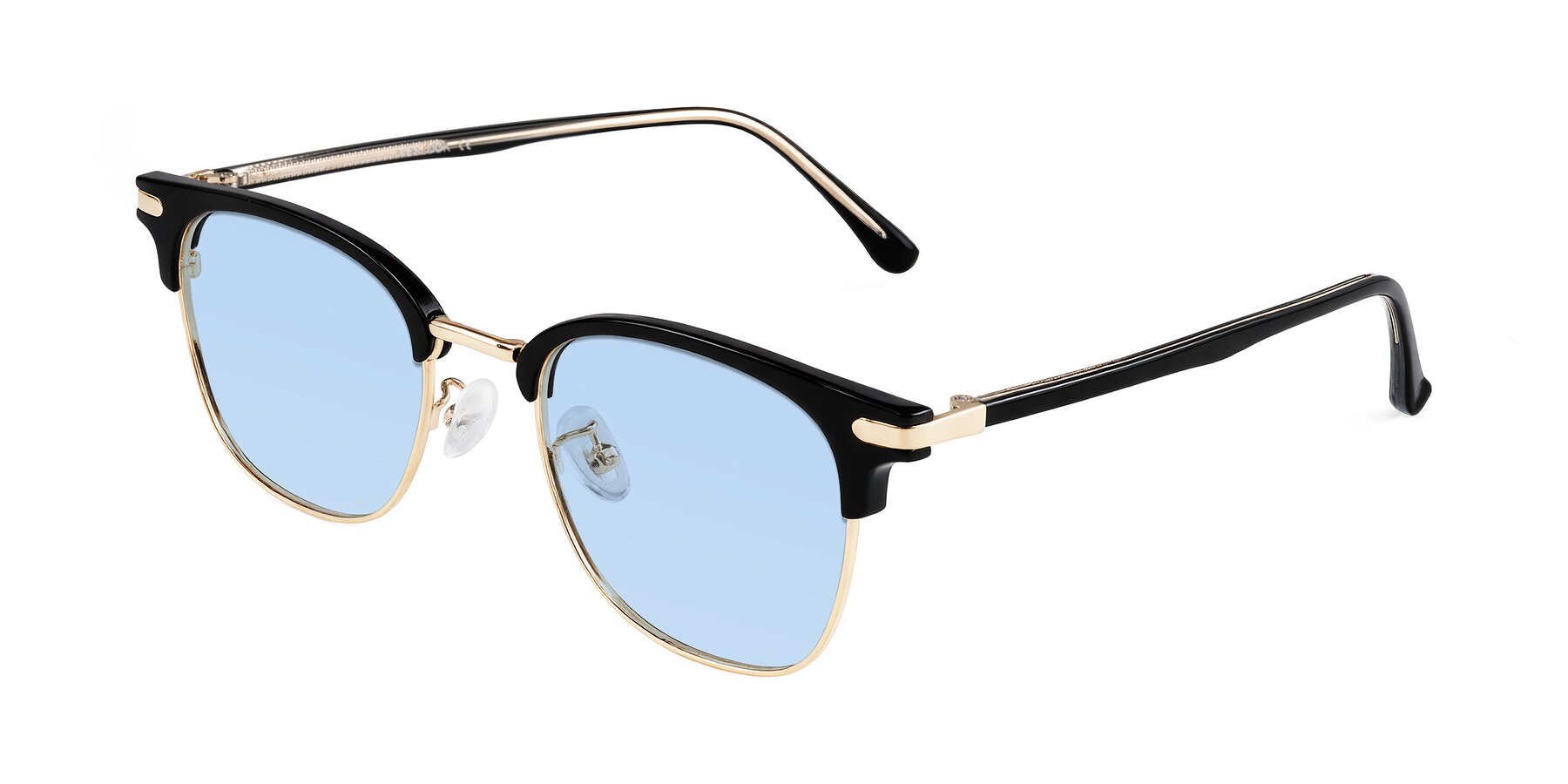Angle of Raguti in Black/Gold with Light Blue Tinted Lenses
