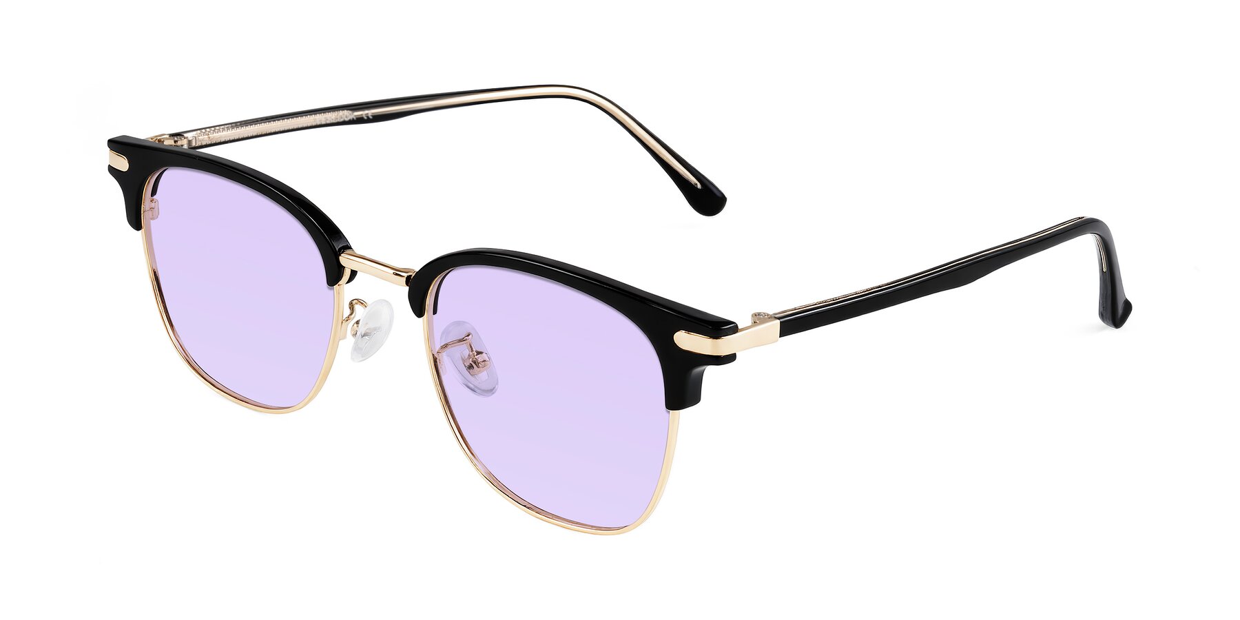 Angle of Raguti in Black/Gold with Light Purple Tinted Lenses