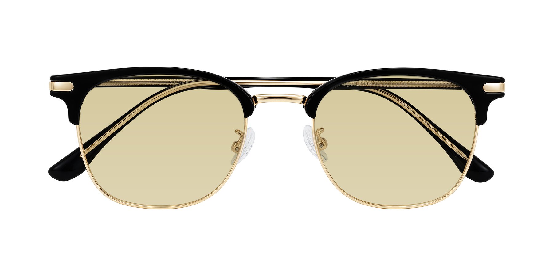 Folded Front of Raguti in Black/Gold with Light Champagne Tinted Lenses