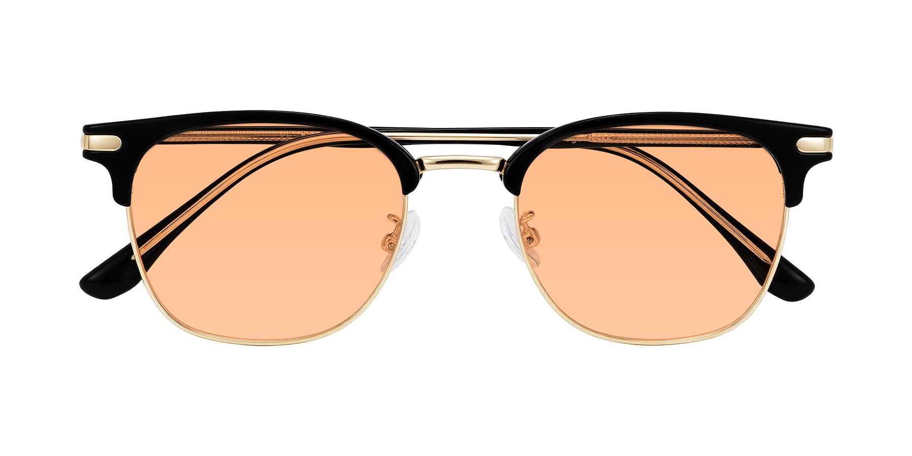 Folded Front of Raguti in Black/Gold with Light Orange Tinted Lenses