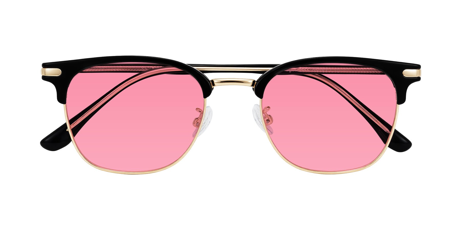 Folded Front of Raguti in Black/Gold with Pink Tinted Lenses