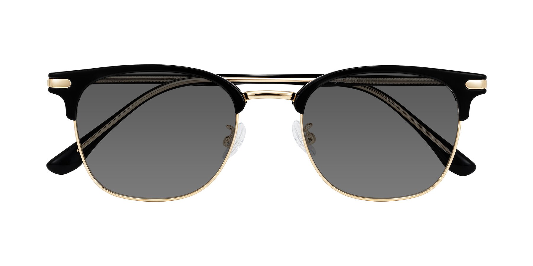 Folded Front of Raguti in Black/Gold with Medium Gray Tinted Lenses