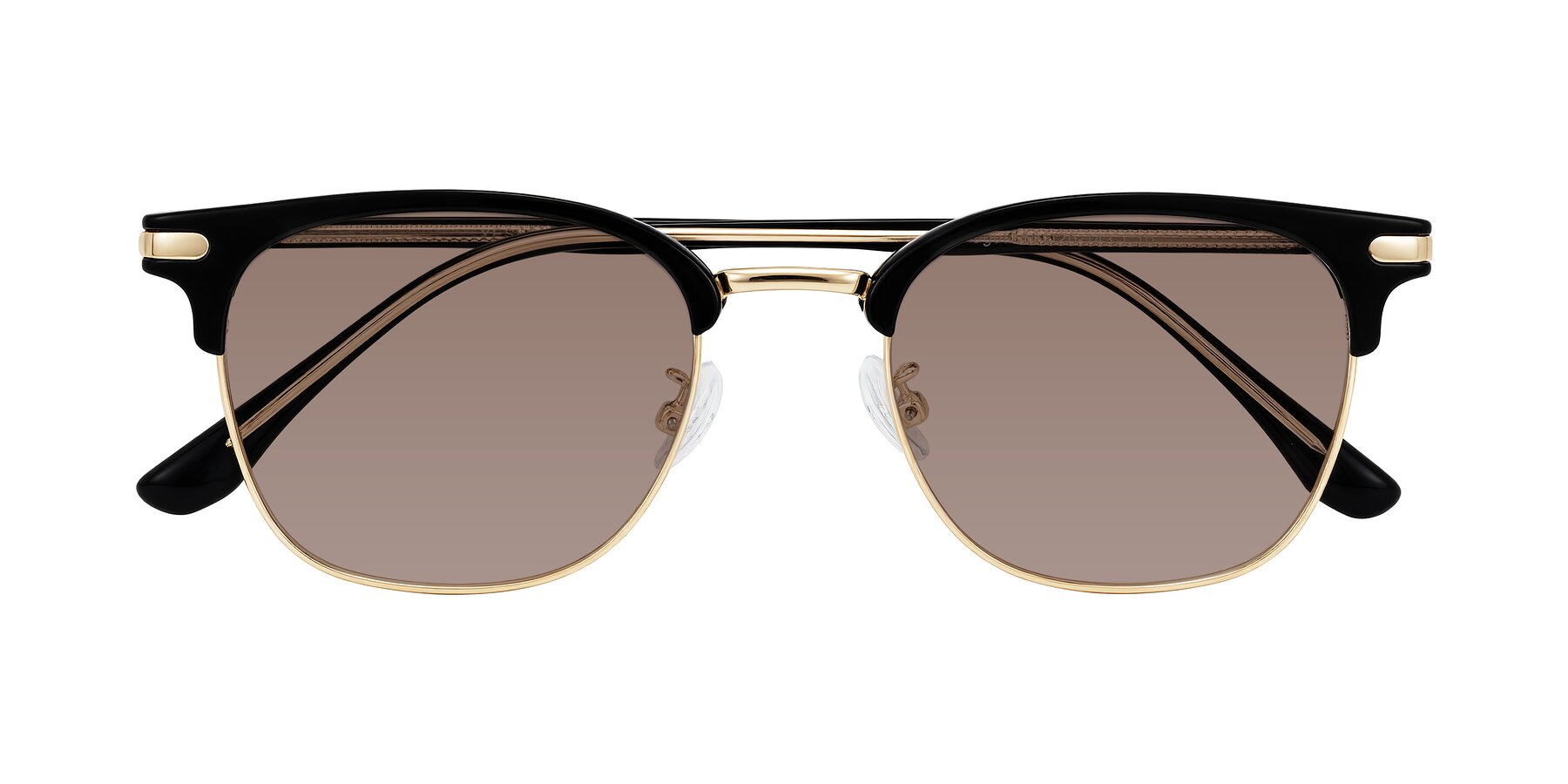 Folded Front of Raguti in Black/Gold with Medium Brown Tinted Lenses