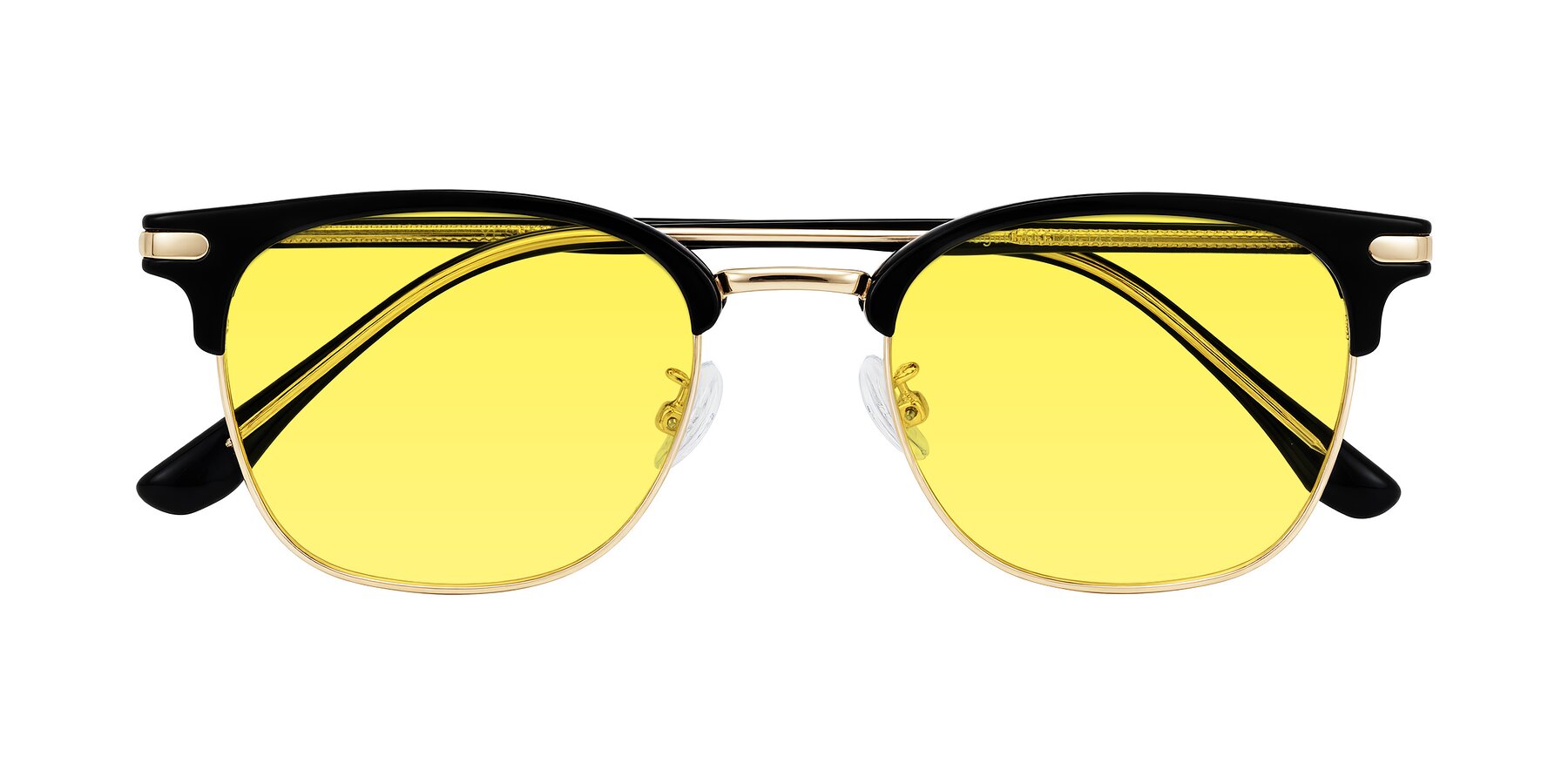 Folded Front of Raguti in Black/Gold with Medium Yellow Tinted Lenses