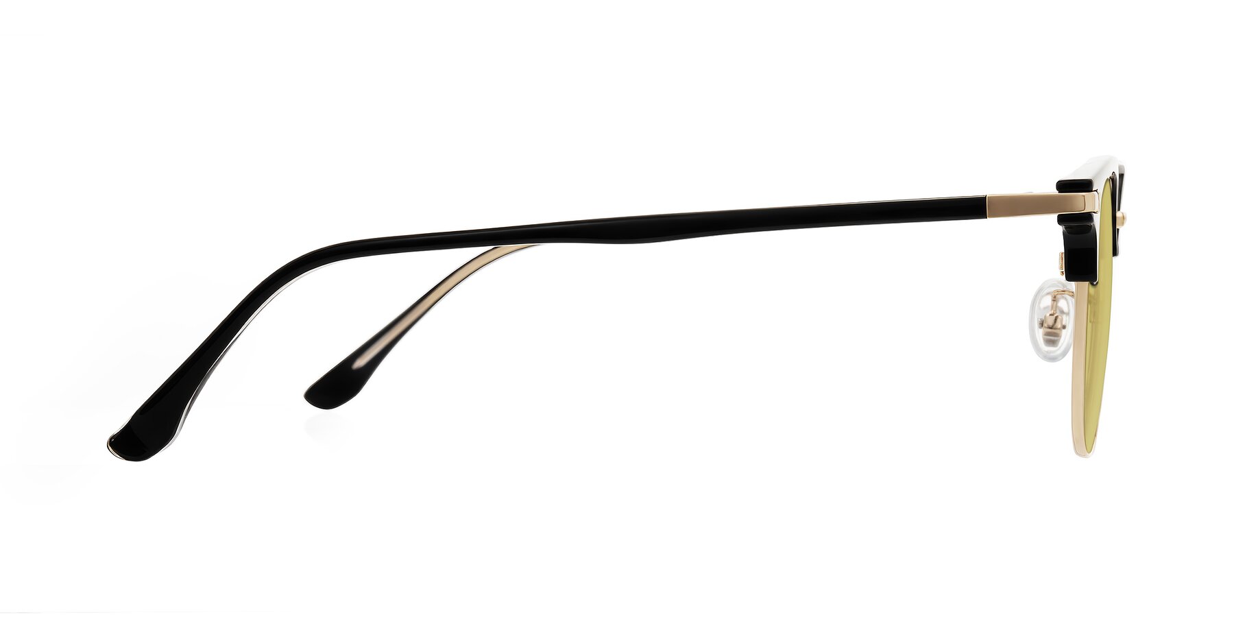 Side of Raguti in Black/Gold with Medium Champagne Tinted Lenses