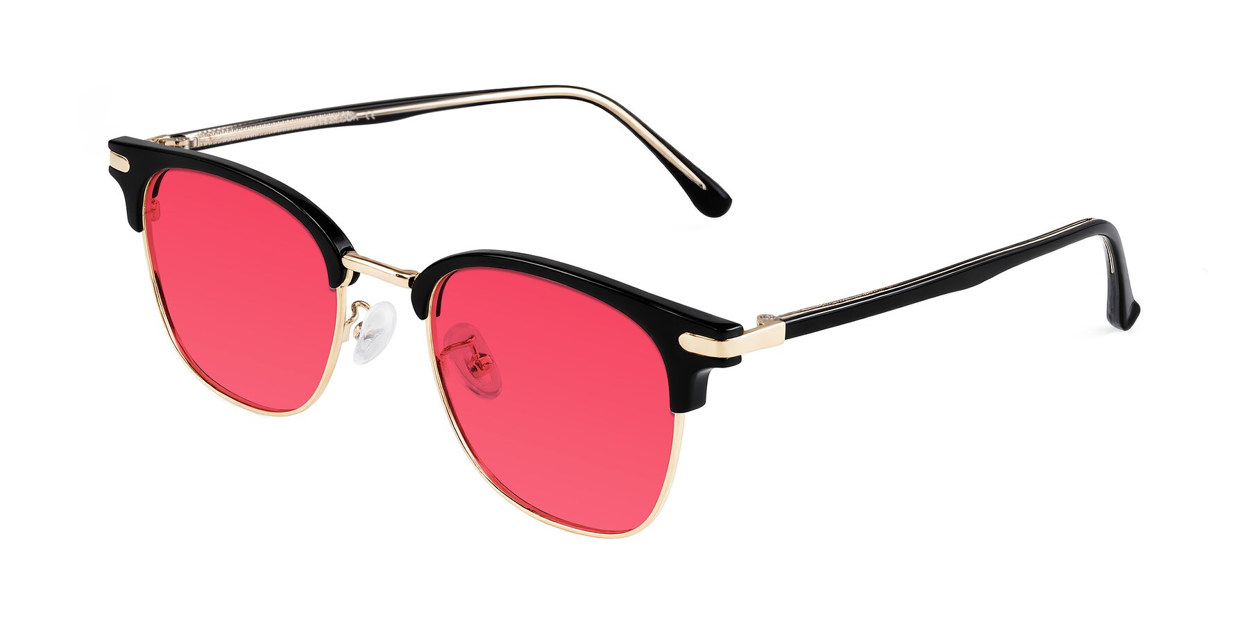 Angle of Raguti in Black/Gold with Red Tinted Lenses