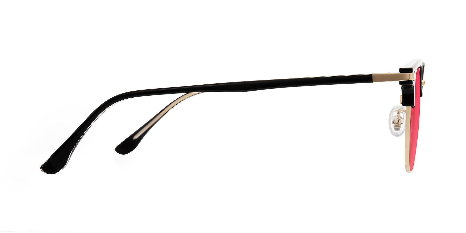 Side of Raguti in Black/Gold with Red Tinted Lenses