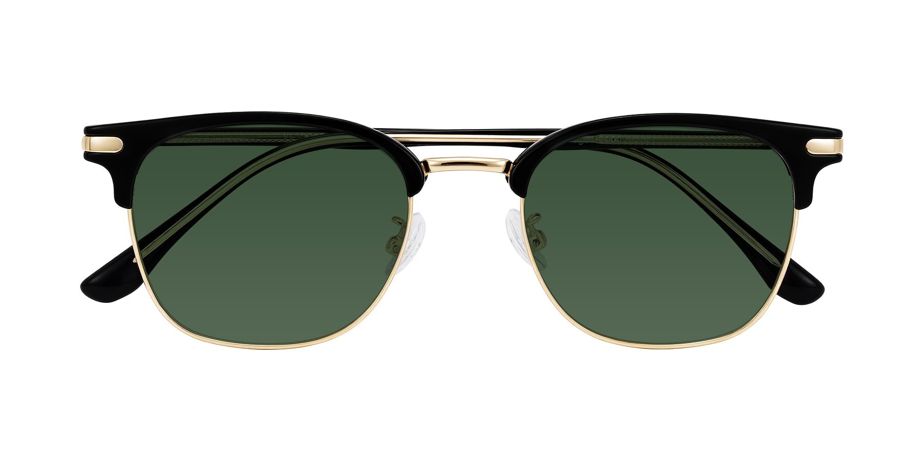 Folded Front of Raguti in Black/Gold with Green Tinted Lenses