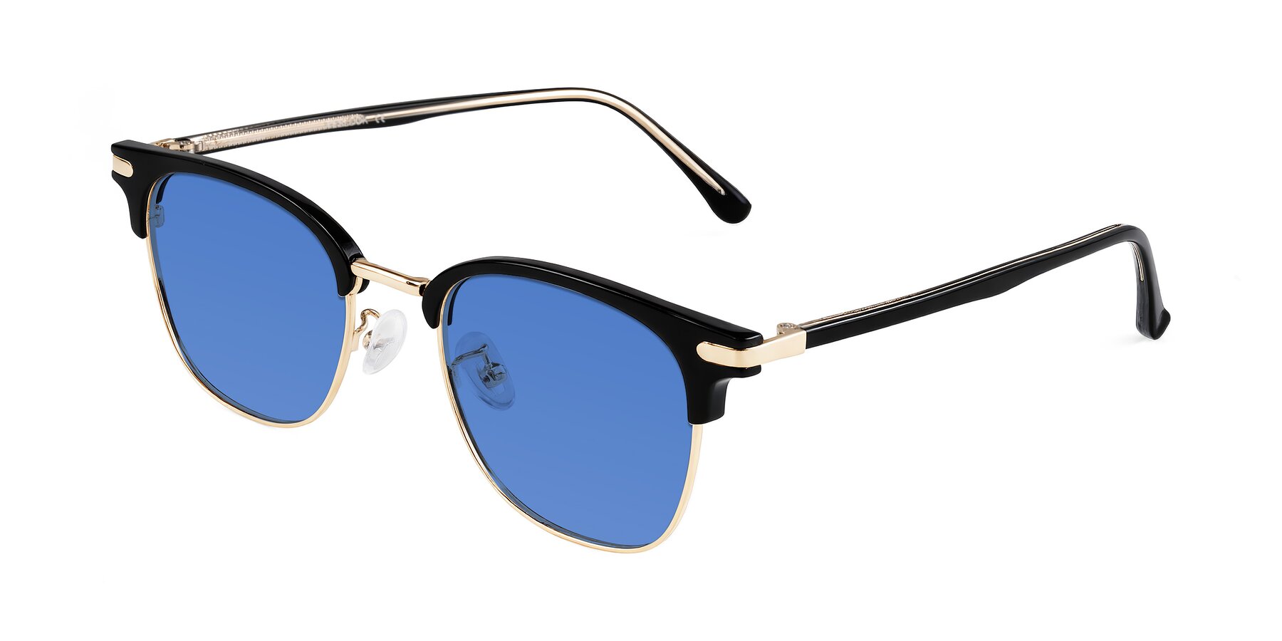Angle of Raguti in Black/Gold with Blue Tinted Lenses