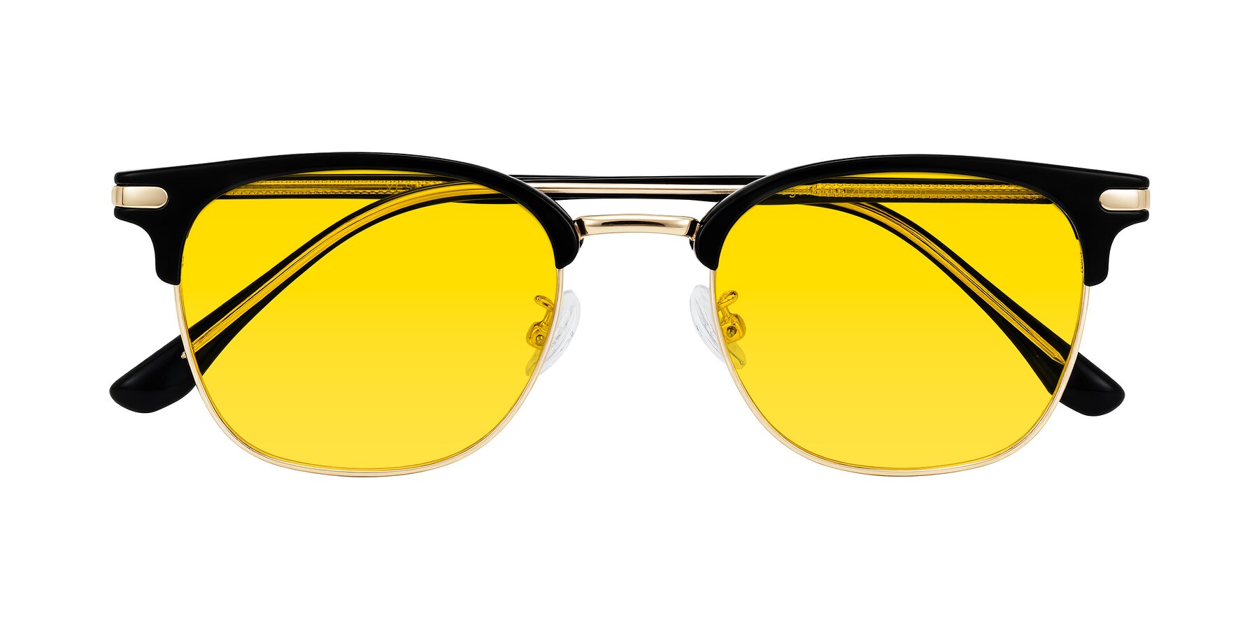 Folded Front of Raguti in Black/Gold with Yellow Tinted Lenses