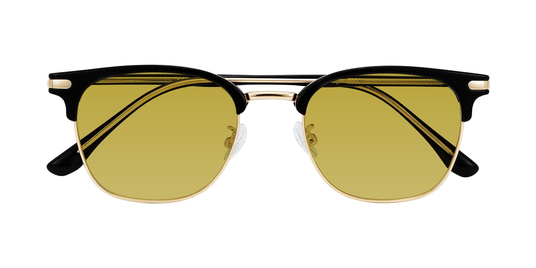 Folded Front of Raguti in Black/Gold with Champagne Tinted Lenses