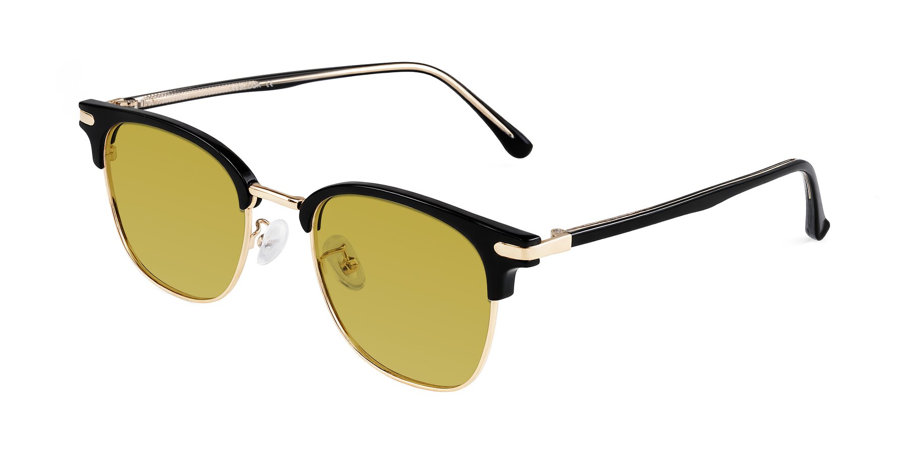 Angle of Raguti in Black/Gold with Champagne Tinted Lenses