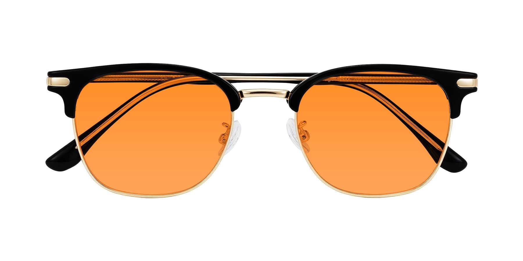 Folded Front of Raguti in Black/Gold with Orange Tinted Lenses