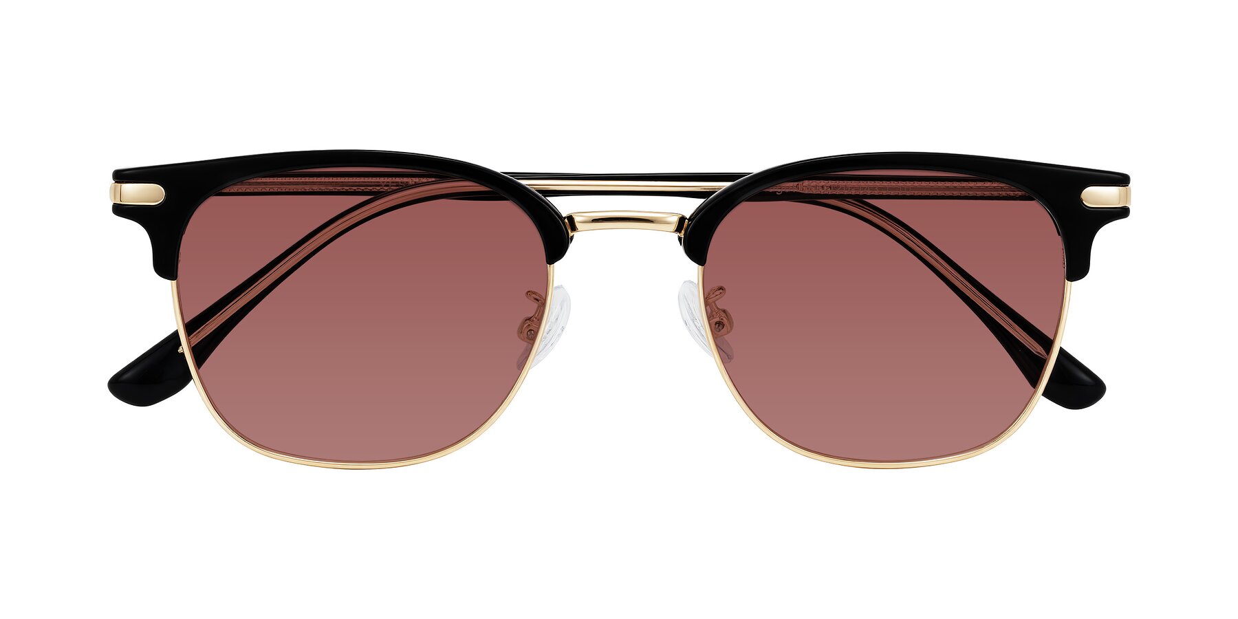 Folded Front of Raguti in Black/Gold with Garnet Tinted Lenses