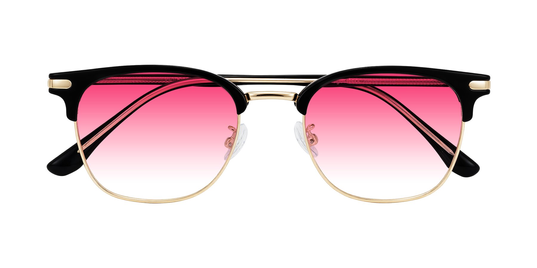 Folded Front of Raguti in Black/Gold with Pink Gradient Lenses