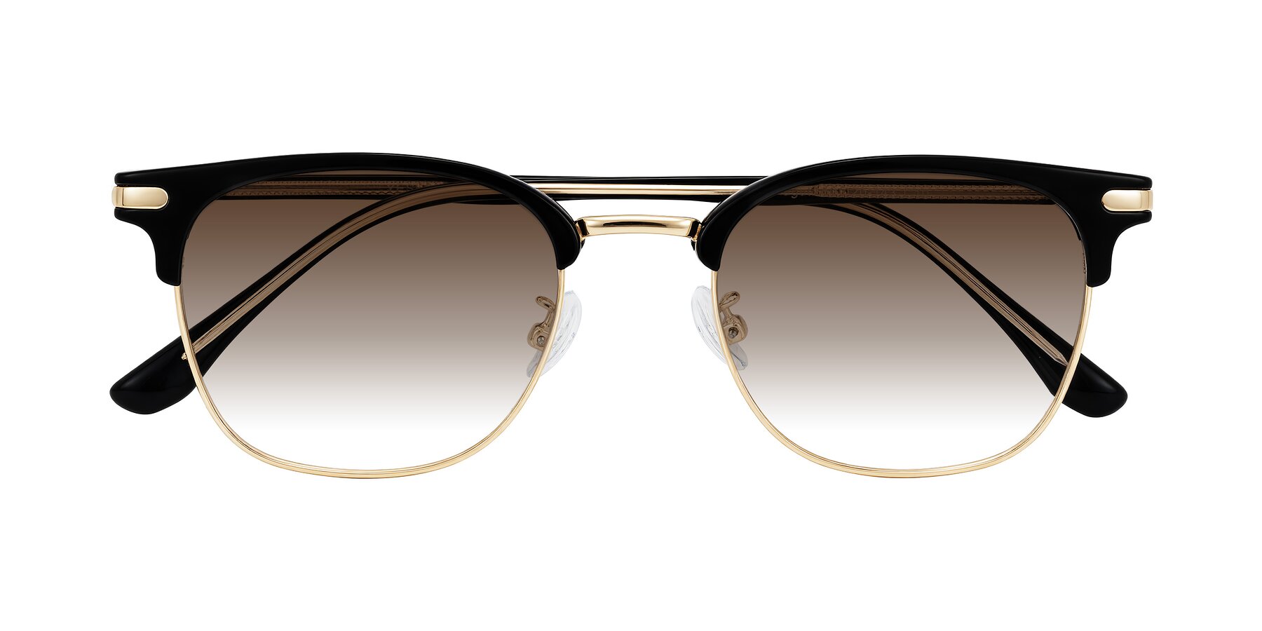 Folded Front of Raguti in Black/Gold with Brown Gradient Lenses