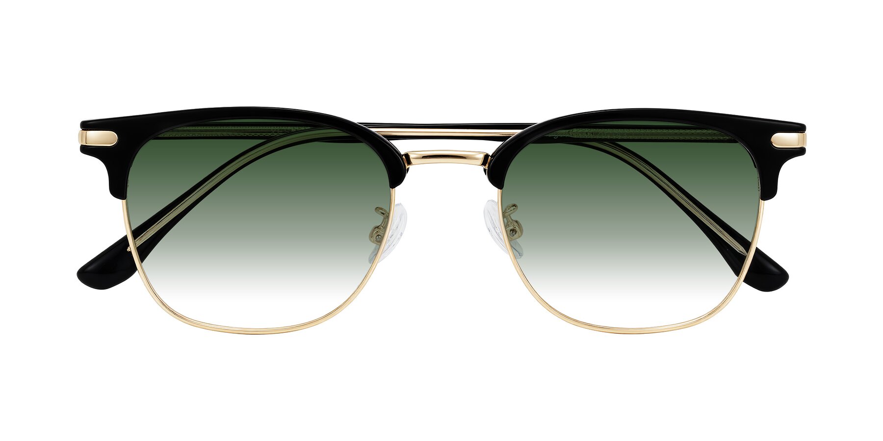 Folded Front of Raguti in Black/Gold with Green Gradient Lenses