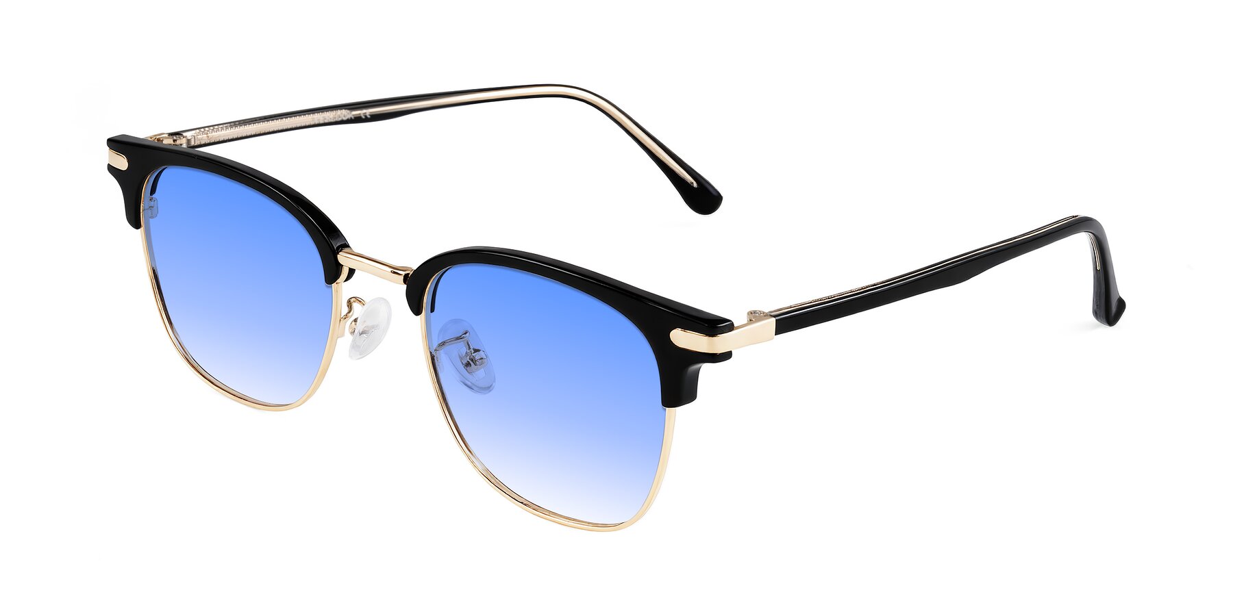 Angle of Raguti in Black/Gold with Blue Gradient Lenses