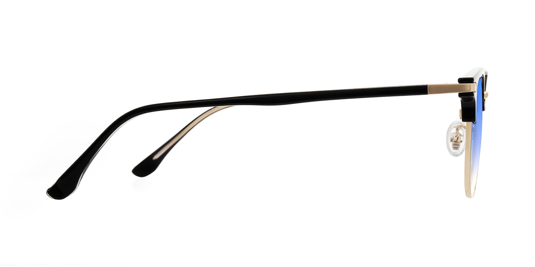 Side of Raguti in Black/Gold with Blue Gradient Lenses