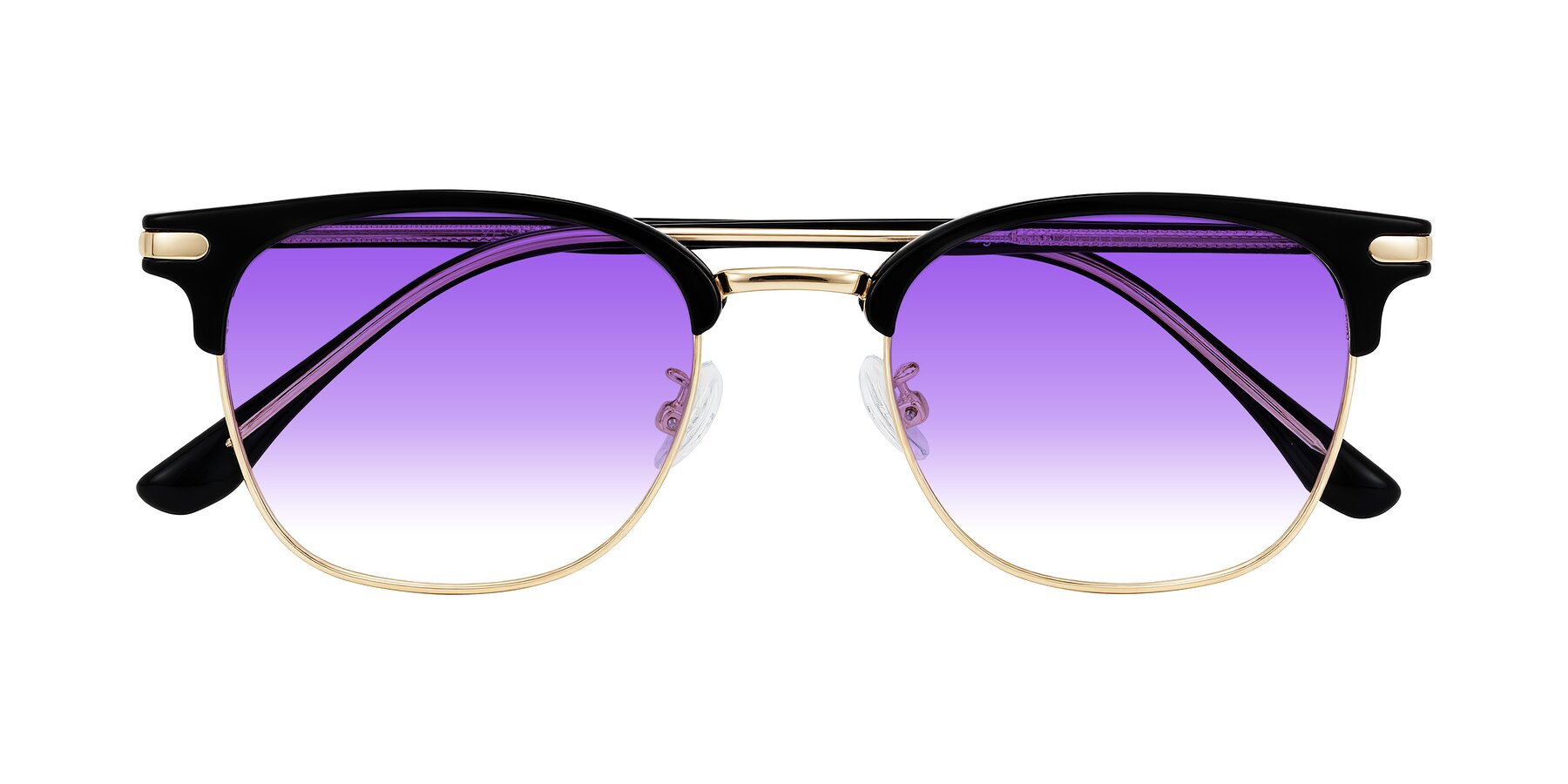 Folded Front of Raguti in Black/Gold with Purple Gradient Lenses