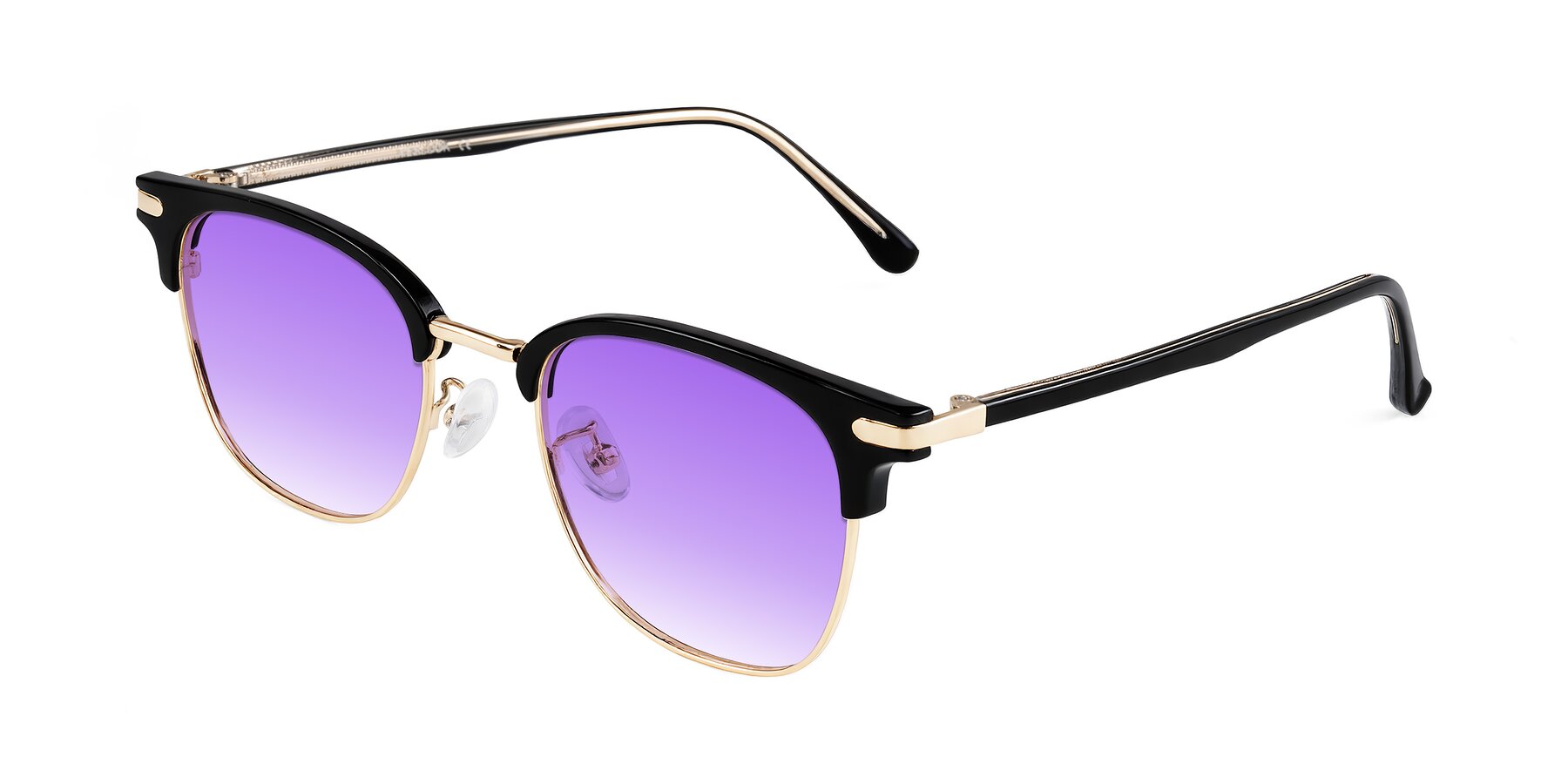 Angle of Raguti in Black/Gold with Purple Gradient Lenses