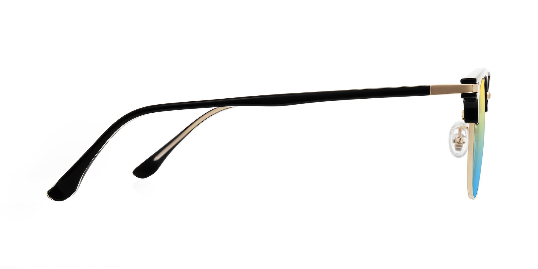 Side of Raguti in Black/Gold with Yellow / Blue Gradient Lenses