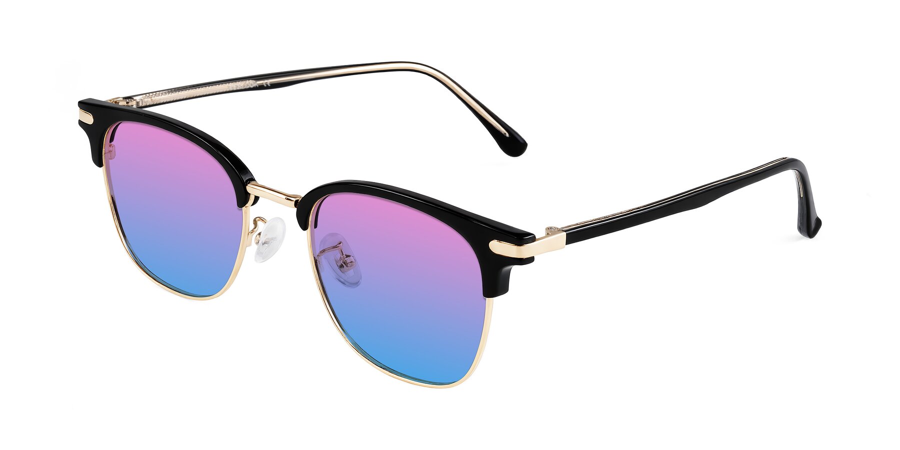 Angle of Raguti in Black/Gold with Pink / Blue Gradient Lenses