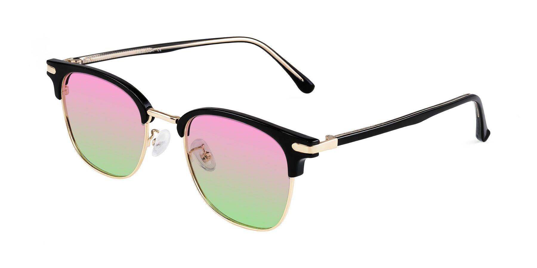 Angle of Raguti in Black/Gold with Pink / Green Gradient Lenses