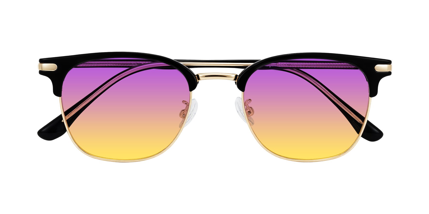 Folded Front of Raguti in Black/Gold with Purple / Yellow Gradient Lenses