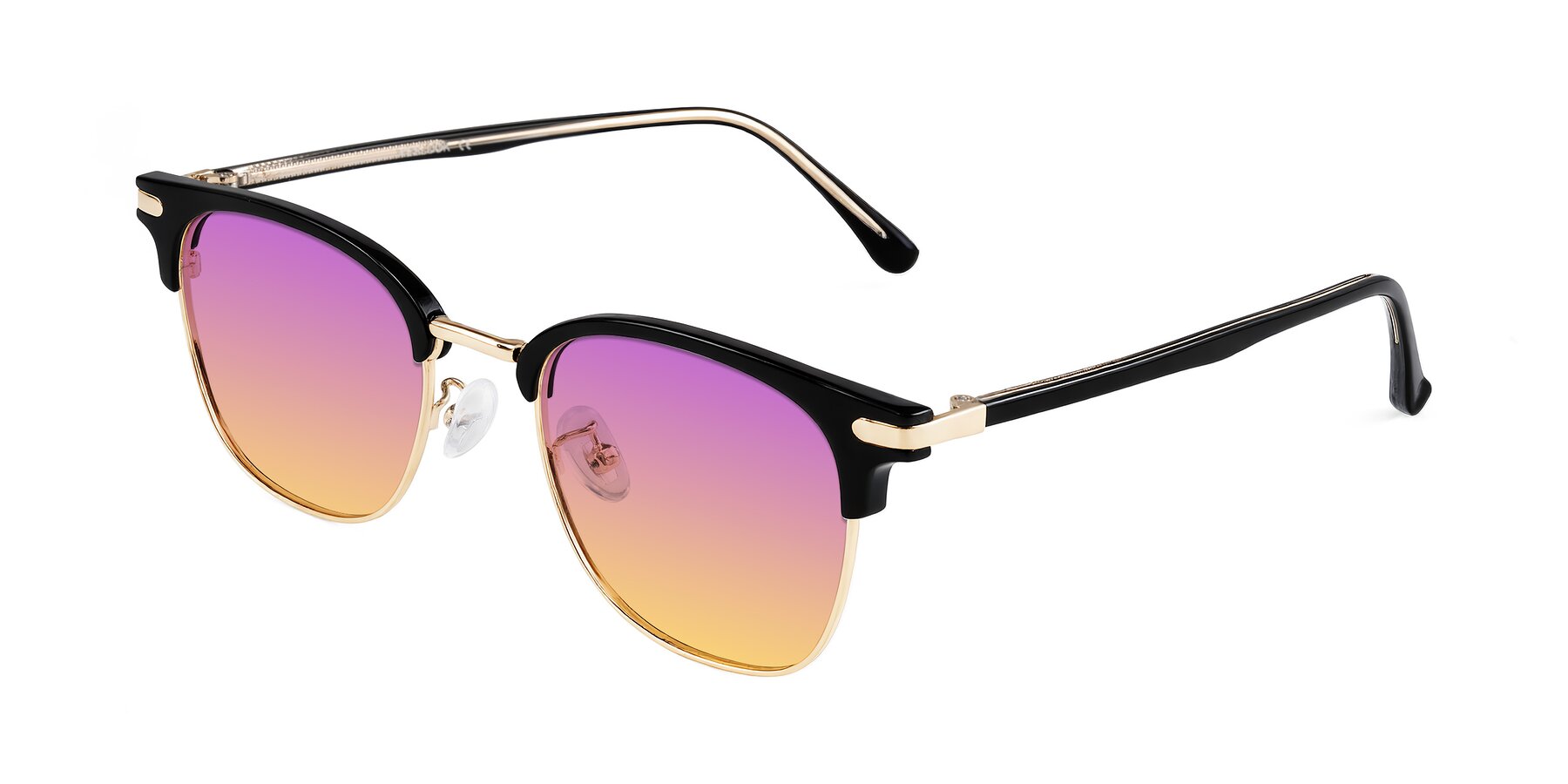 Angle of Raguti in Black/Gold with Purple / Yellow Gradient Lenses