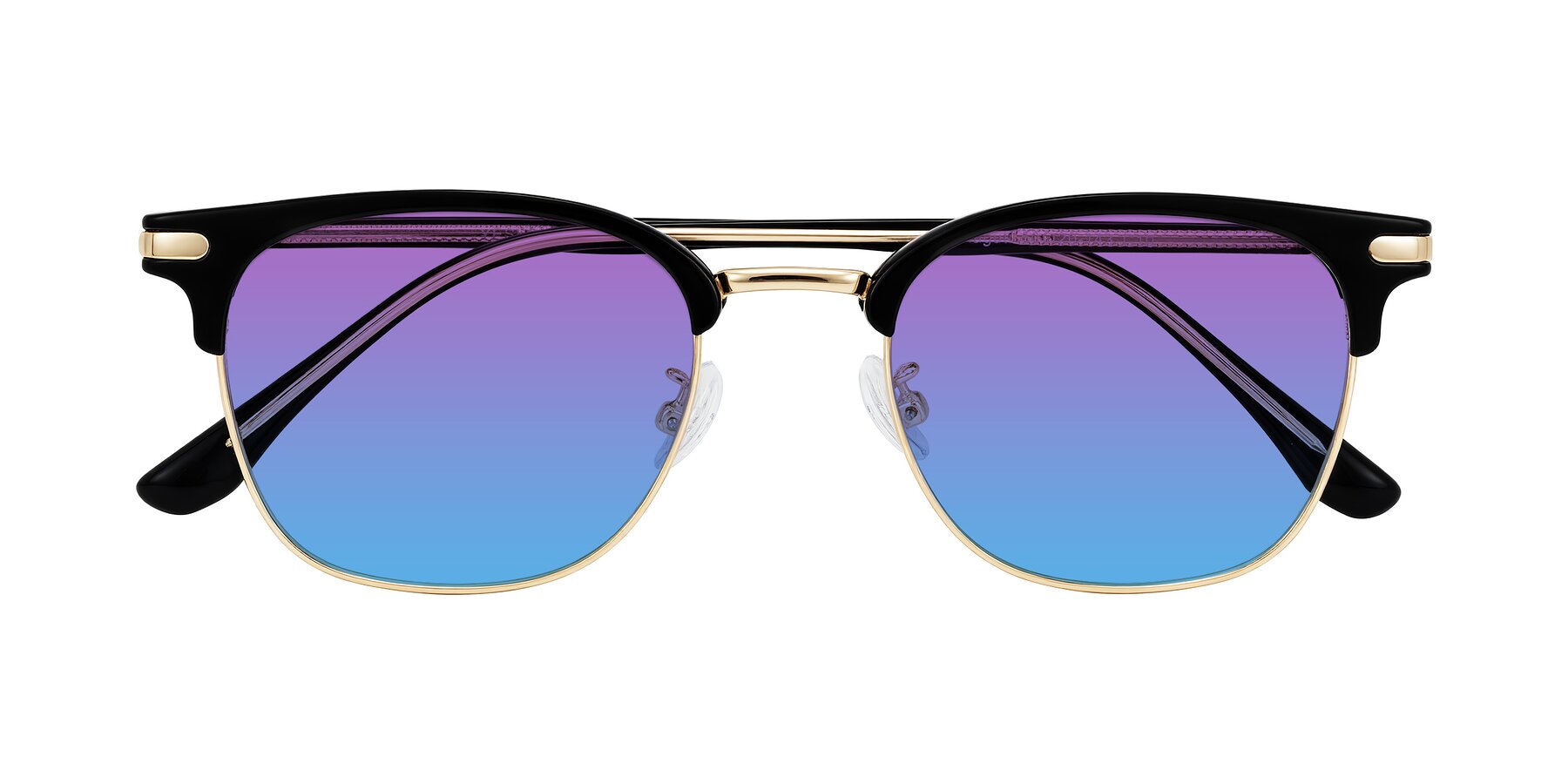 Folded Front of Raguti in Black/Gold with Purple / Blue Gradient Lenses