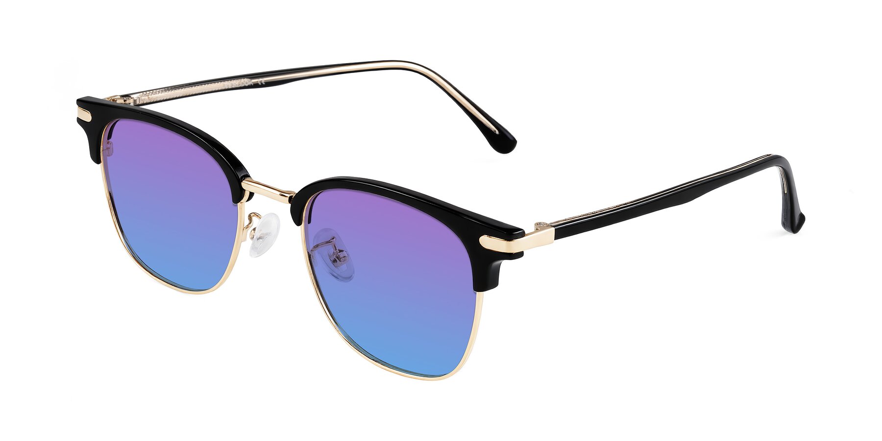 Angle of Raguti in Black/Gold with Purple / Blue Gradient Lenses
