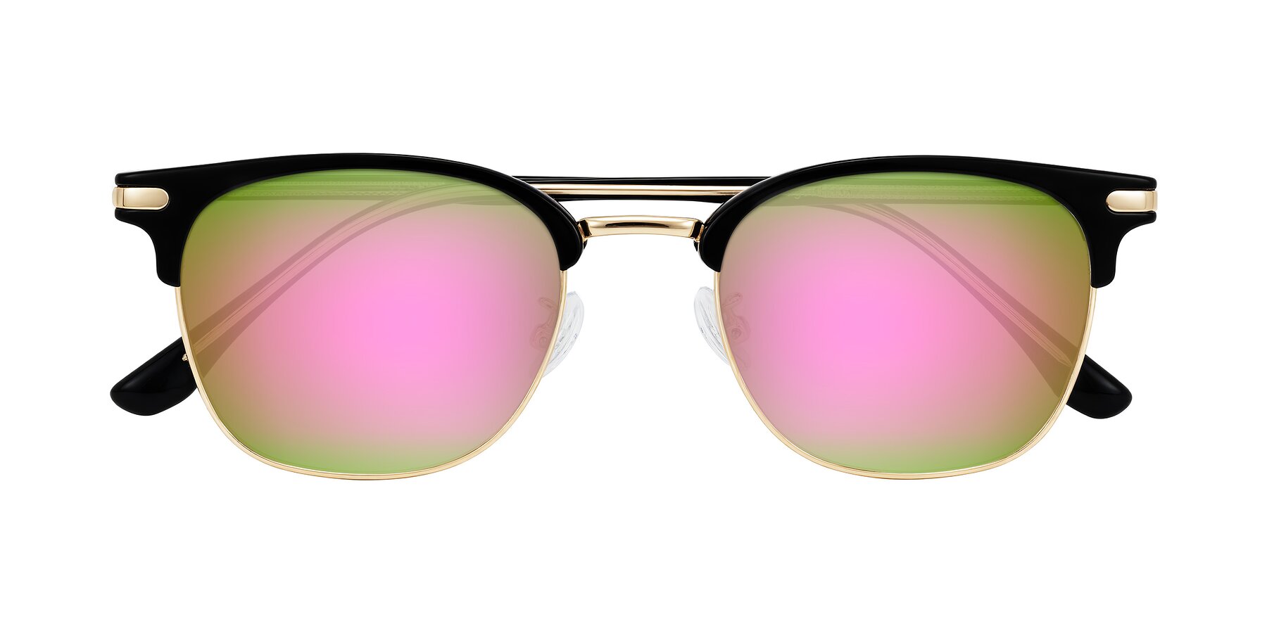 Folded Front of Raguti in Black/Gold with Pink Mirrored Lenses