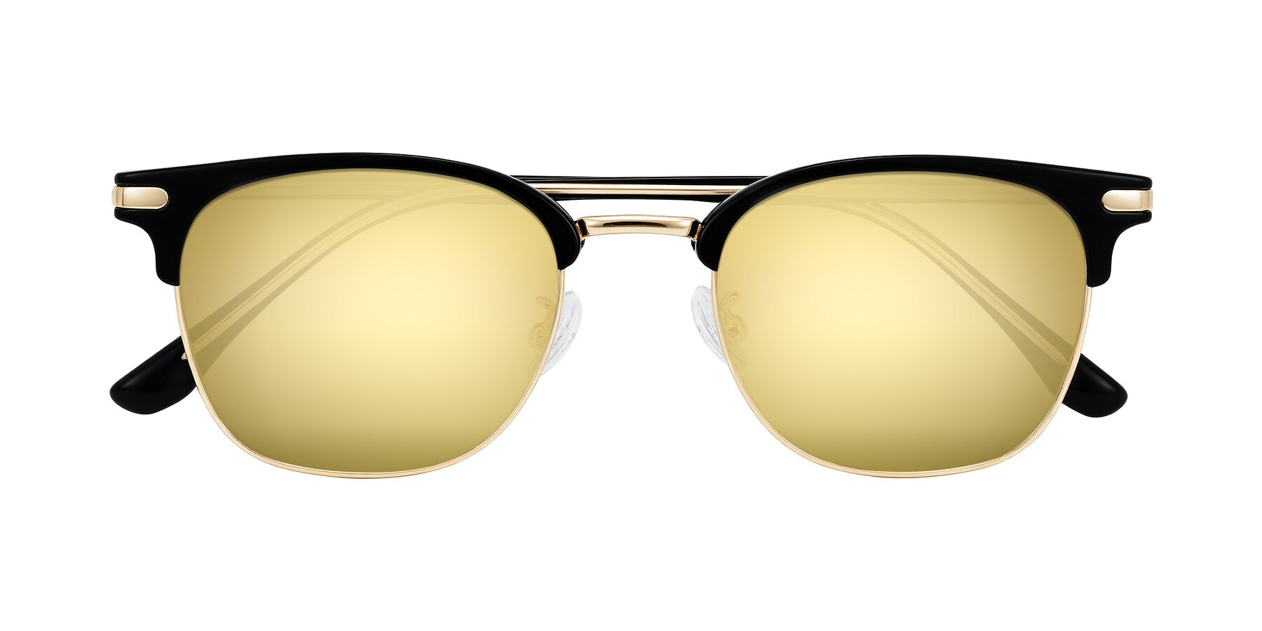 Folded Front of Raguti in Black/Gold with Gold Mirrored Lenses