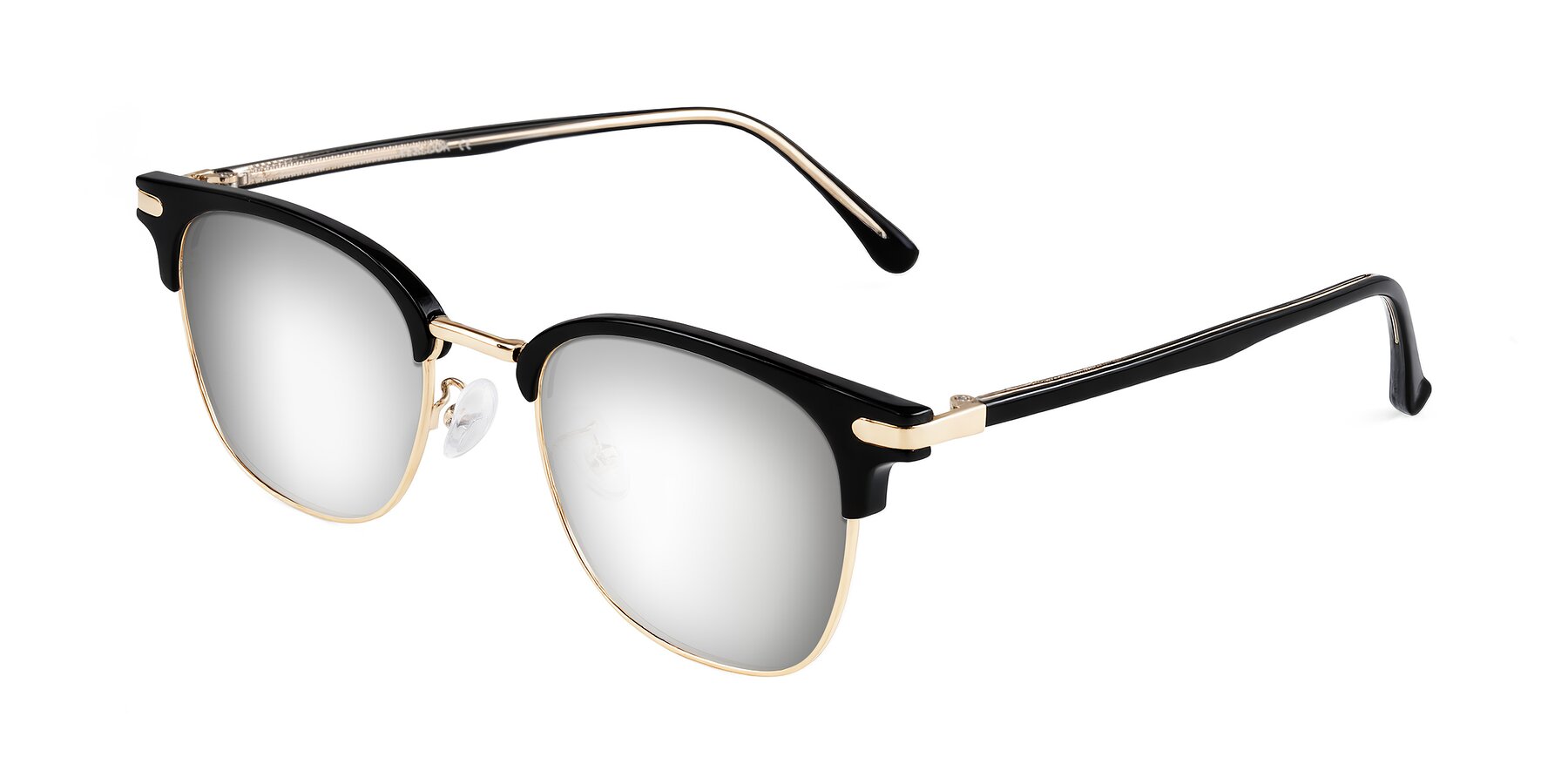 Angle of Raguti in Black/Gold with Silver Mirrored Lenses