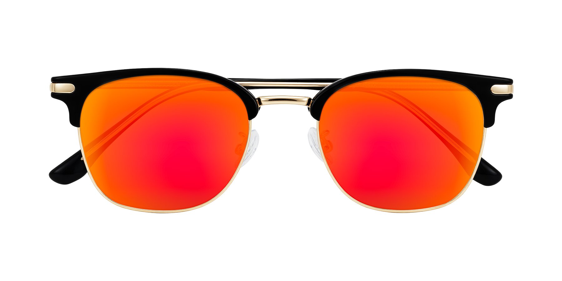 Folded Front of Raguti in Black/Gold with Red Gold Mirrored Lenses