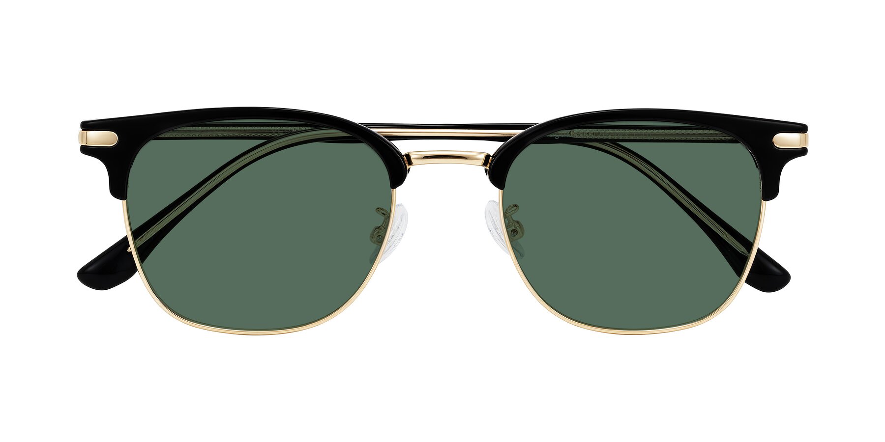 Folded Front of Raguti in Black/Gold with Green Polarized Lenses