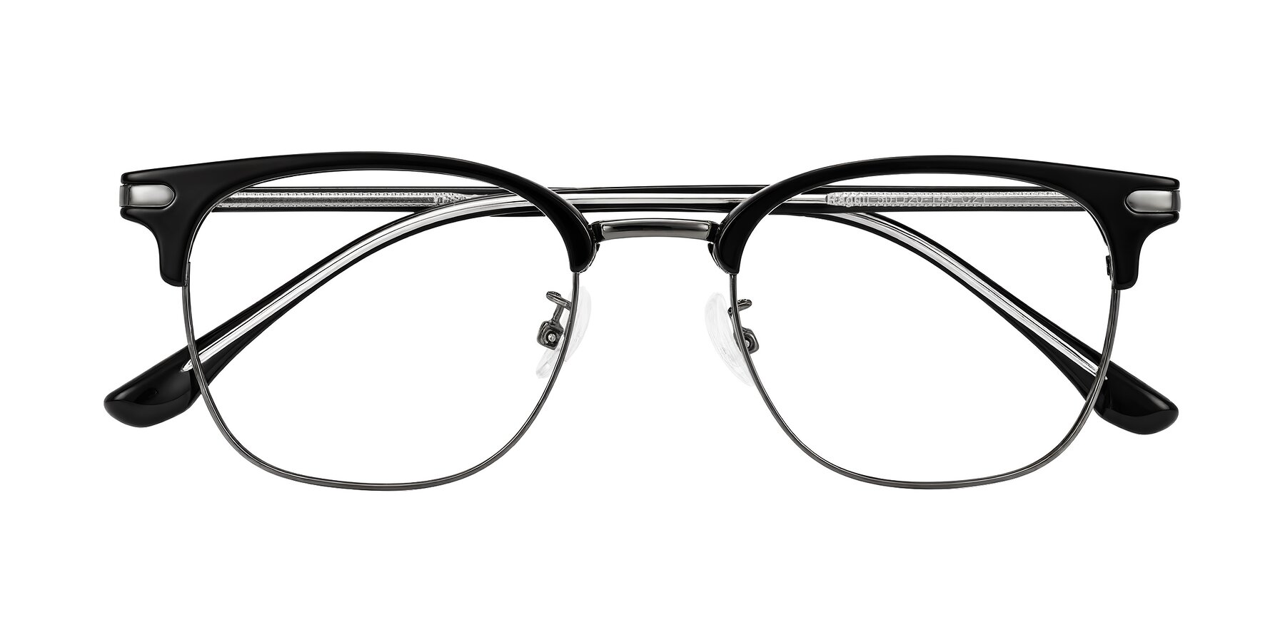 Folded Front of Raguti in Black/Gunmetal with Clear Eyeglass Lenses