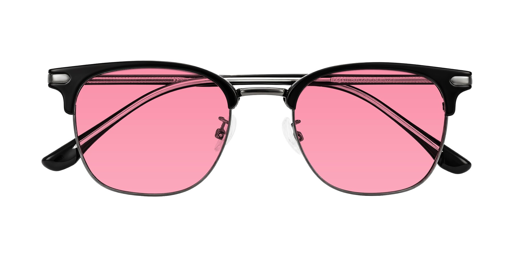 Folded Front of Raguti in Black/Gunmetal with Pink Tinted Lenses