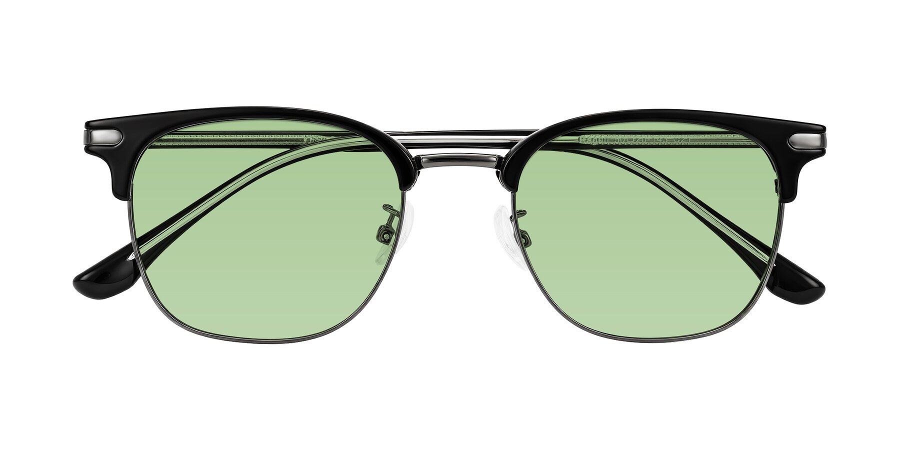 Folded Front of Raguti in Black/Gunmetal with Medium Green Tinted Lenses